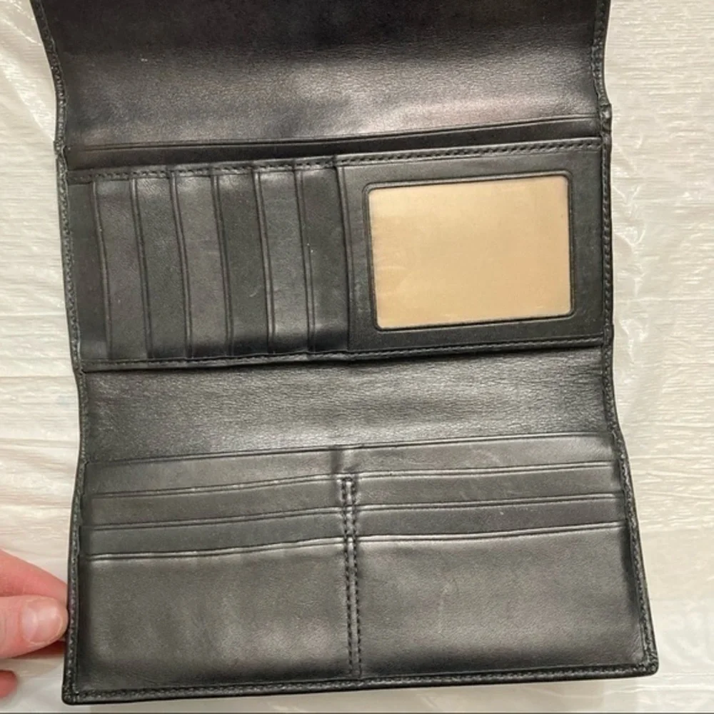 Coach black leather soho checkbook wallet